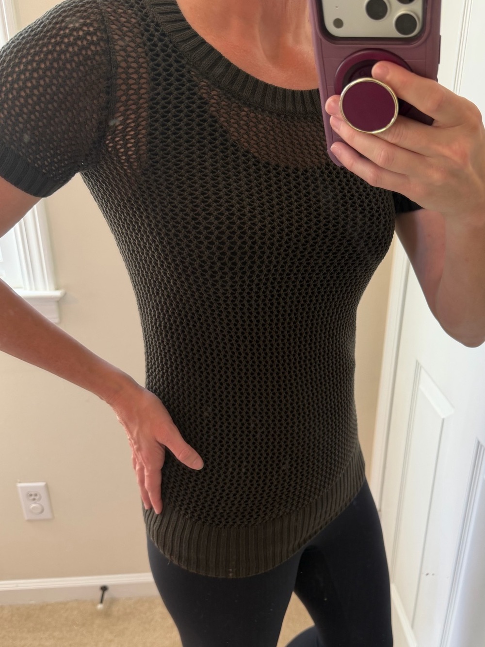 🍂 5/$25 Open Knit Sweater Top Chocolate Brown XS